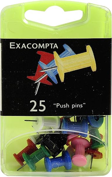 Exacompta 7mm Push Pins, Assorted Colours