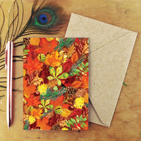 Also The Bison Autumna Fallen Leaves Greetings Card