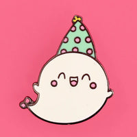 Fluffmallow Kawaii glow in the Dark Cute Party Ghost Enamel Pin