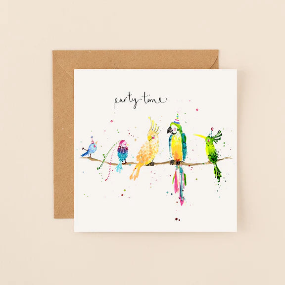 Louise Mulgrew -  Party Time Birds Birthday Card