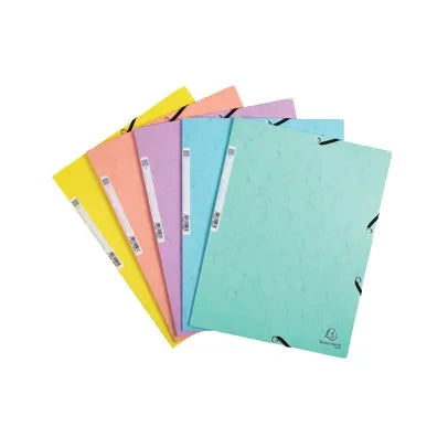 Exacompta Aquarel 3 Flap Folder A4 400gsm Elasticated Assorted (Pack of 5)