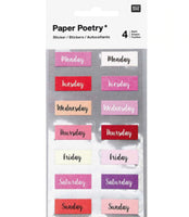 Paper Poetry - Bullet Diary Stickers - Pink | Week Day