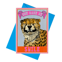 Fawn & Thistle - Matchbox "You Make Me Smile" Cheetah Greetings Card