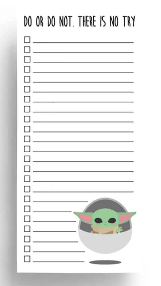 Studio Inktvis Baby Yoda - To Do List Notepad