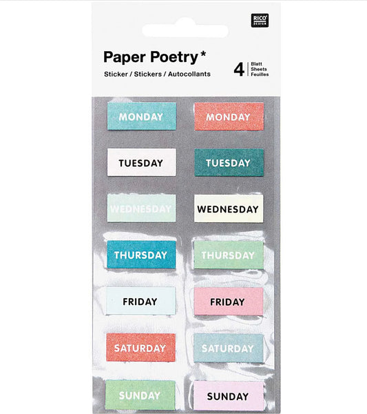 Paper Poetry - Bullet Diary Stickers - Green | Week Day