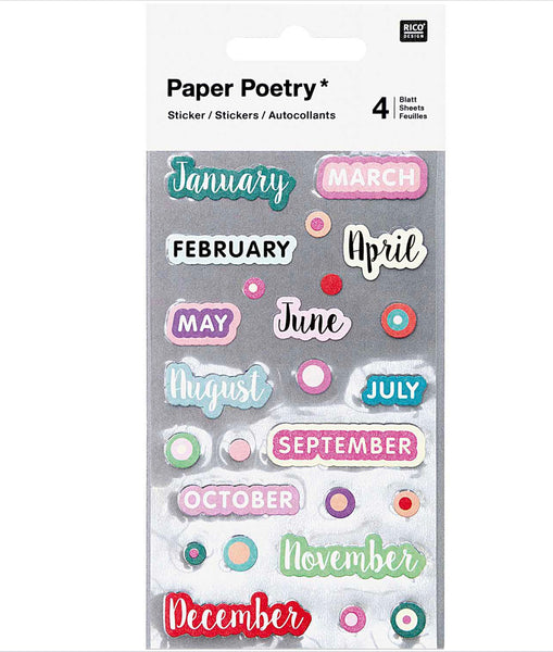 Paper Poetry - Bullet Diary Stickers - Months