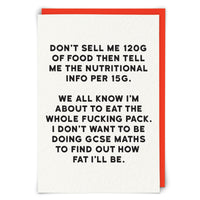 Redback Card - Nutritional